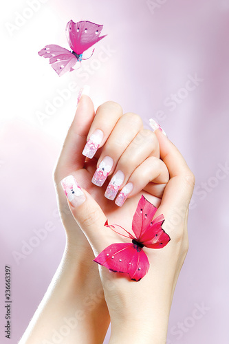 a woman's nail, designed with nail art