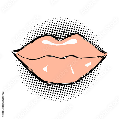 Pink lips in pop art