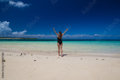 Zanzibar, woman, black bikini, sexy back