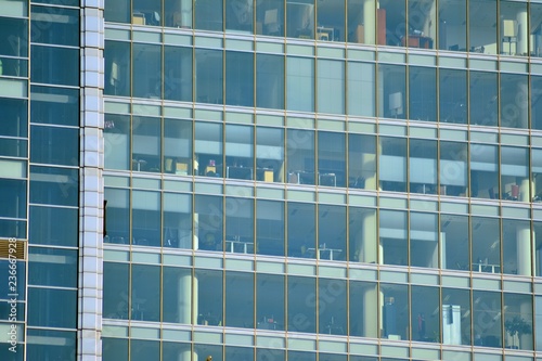 View of modern glass skyscraper,exterior of glass wall with abstract texture