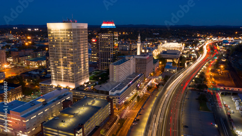 Springfield Massachusetts Early Evening Rush Hour Traffic Aerial View photo