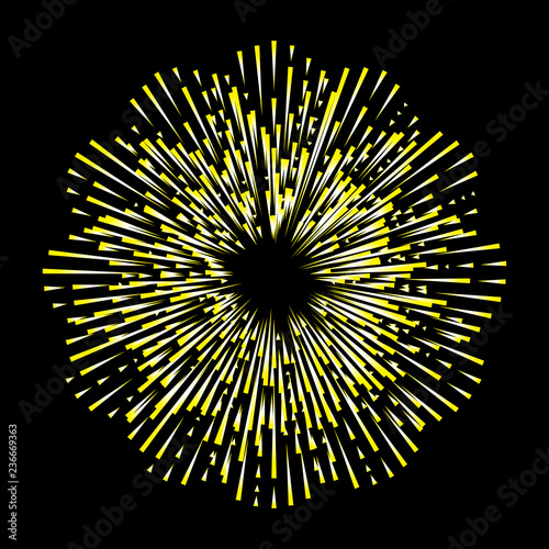 Gold halo angel ring in shape of fire circle made of flakes. Isolated on black background. Holy golden nimbus circle aureole, saint symbol. Tattoo reference. Vector.