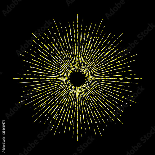 Golden halo star, angel and saints ring  in star shape  design element. Sign of saints represented as nimbus, aureole or glory and gloriole. Tattoo reference. Vector.