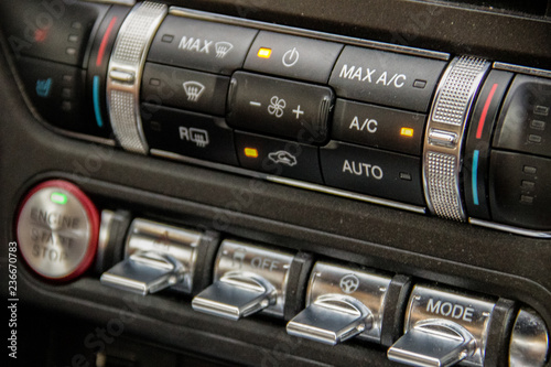 Air conditioning on, car console.