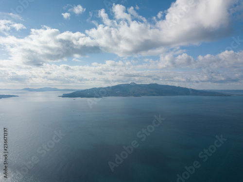 View of Corfu Island in Greece captured from Saranda Albania . ionian sea