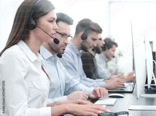 call center employee in the workplace
