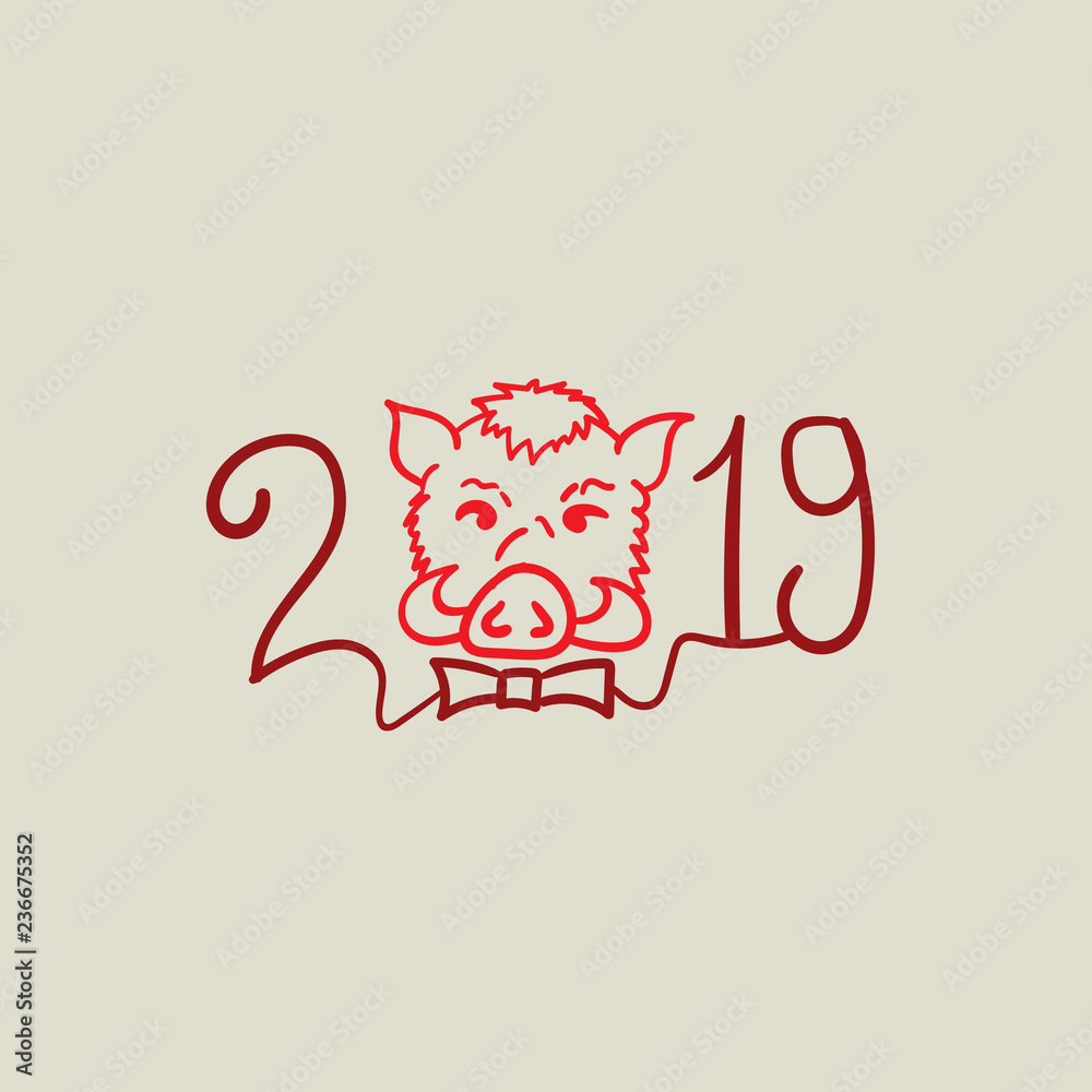 Happy new year. Boars year. 2019