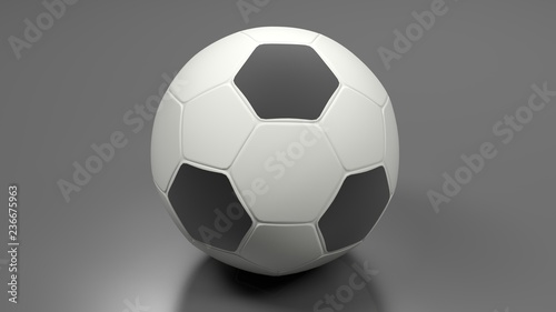 Black and white football on white surface - 3D rendering illustration