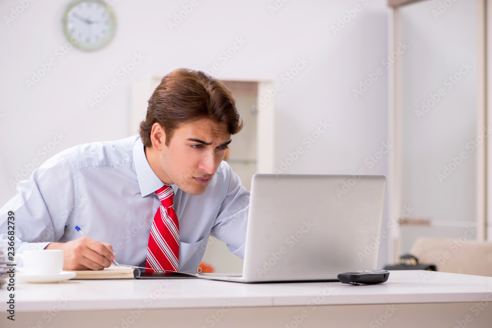 Young attractive businessman working in the office Young attractive businessman working in the office