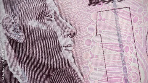 Egyptian 10 pounds (2003) banknote rotating, Egypt money close up. 4K UHD video footage. photo