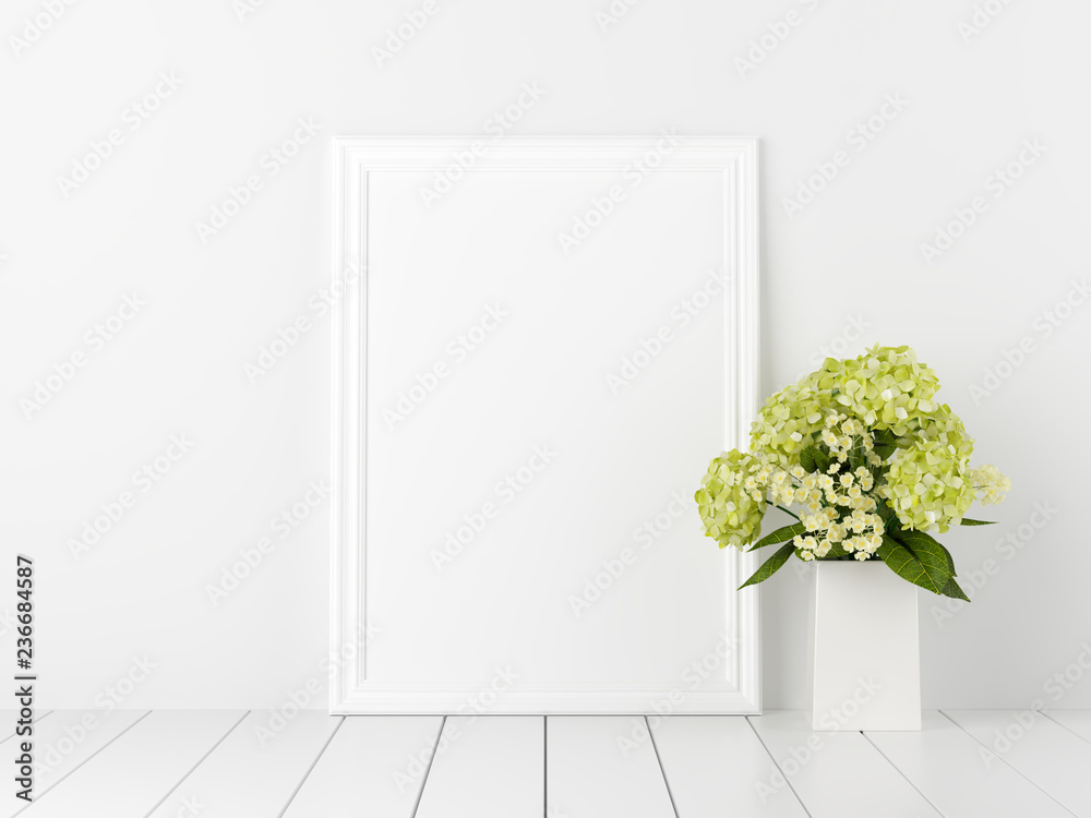 Fototapeta premium Poster Mockup with Flowers in Vase Valentine Decoration