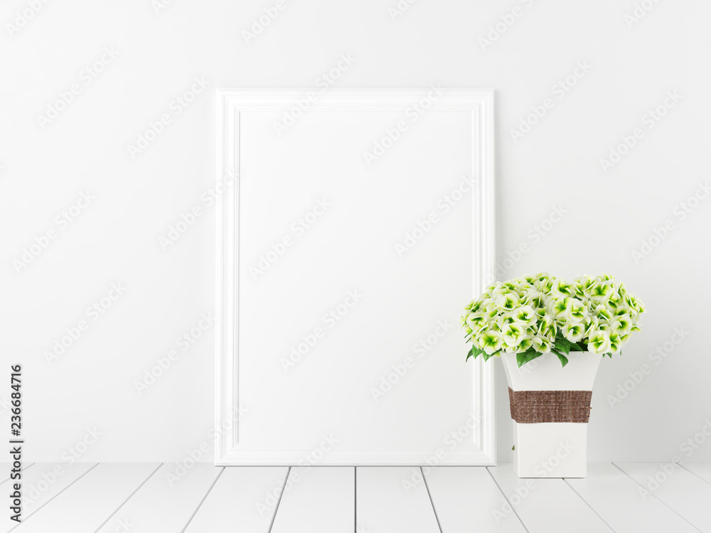 Fototapeta premium Poster Mockup with Flowers in Vase Valentine Decoration