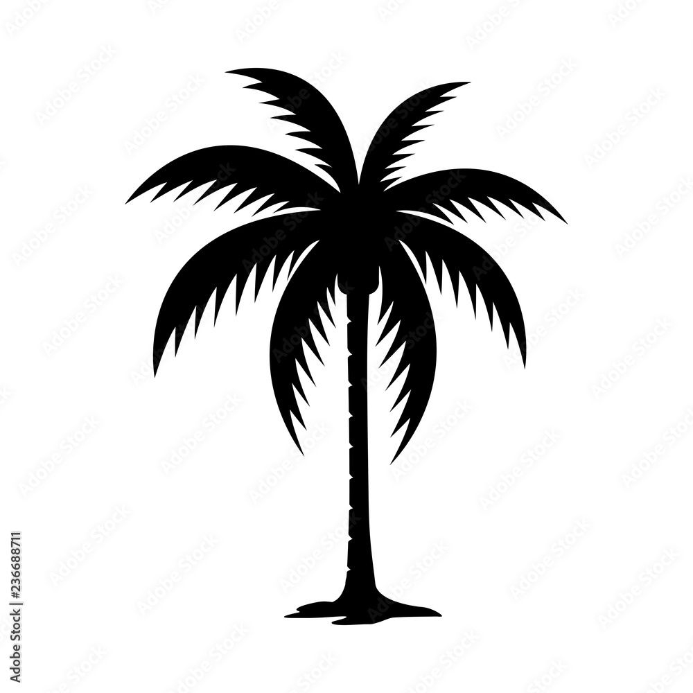 Obraz premium [PALM TREE] Palm tree silhouette vector image.