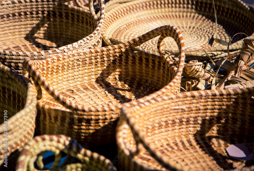 wicker baskets at a market wicker baskets at a market