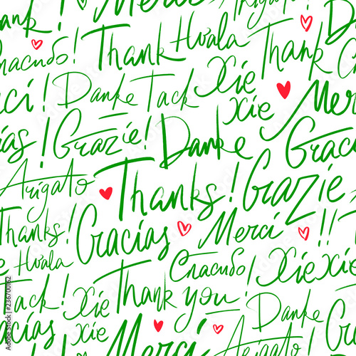 Thank you in different languages of the world. Seamless vector pattern of Thanks
