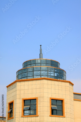 Building in the blue sky background