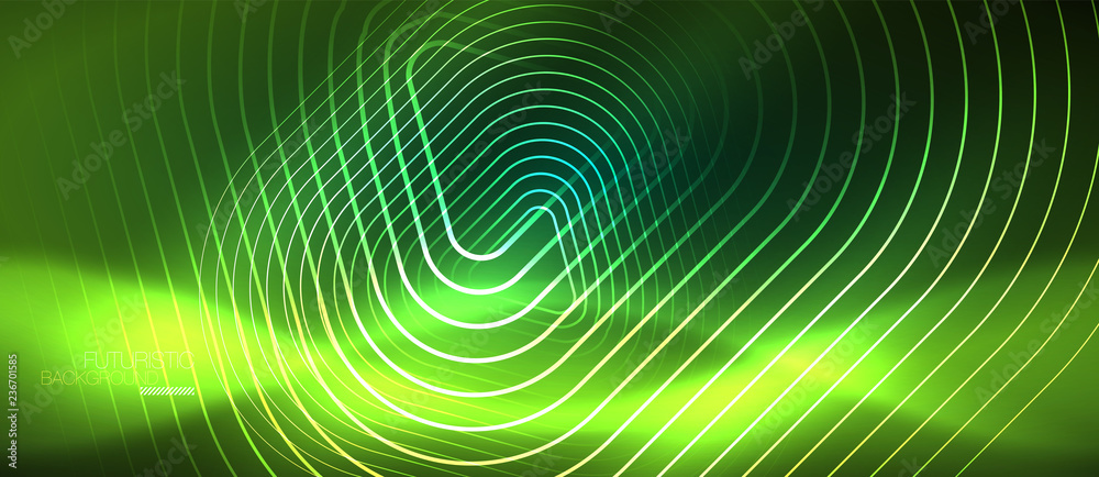Fototapeta premium Color shiny neon lights background with abstract lines