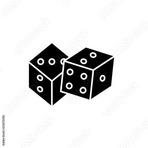 Game of dice black icon, concept vector sign on isolated background. Game of dice illustration, symbol