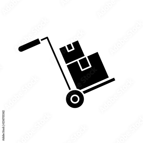 Bulky delivery black icon, concept vector sign on isolated background. Bulky delivery illustration, symbol