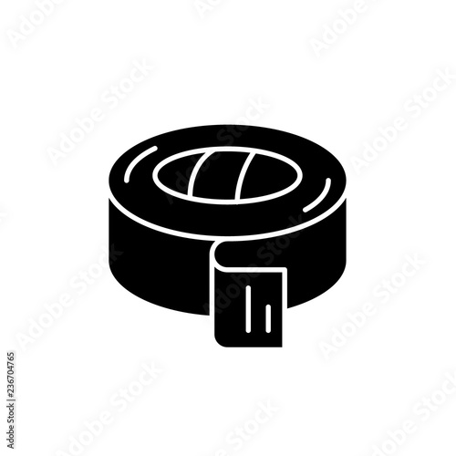 Insulating tape black icon, concept vector sign on isolated background. Insulating tape illustration, symbol