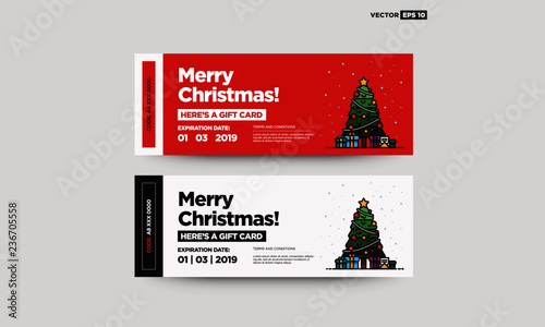 Merry Christmas Here's A Gift Card Code and Expiry Date with Tree Illustration
