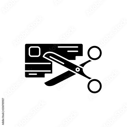 Bad credit history black icon, concept vector sign on isolated background. Bad credit history illustration, symbol