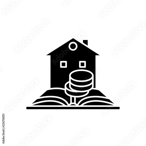 Credit history black icon, concept vector sign on isolated background. Credit history illustration, symbol