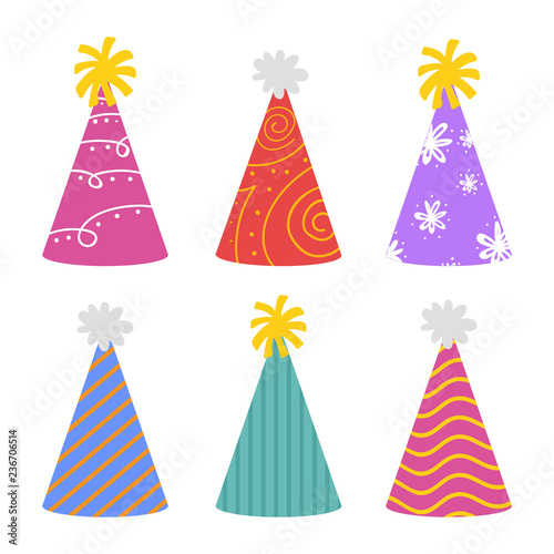 Party Hat for Holiday celebration for Happy New Year . Happy Birthday, Cheerful and Greeting for Card invitation concept flat vector illustrator.