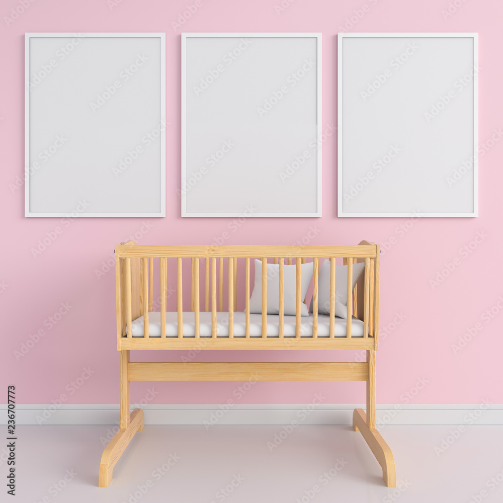 Three blank photo frame for mockup, 3D rendering Three blank photo frame for mockup, 3D rendering