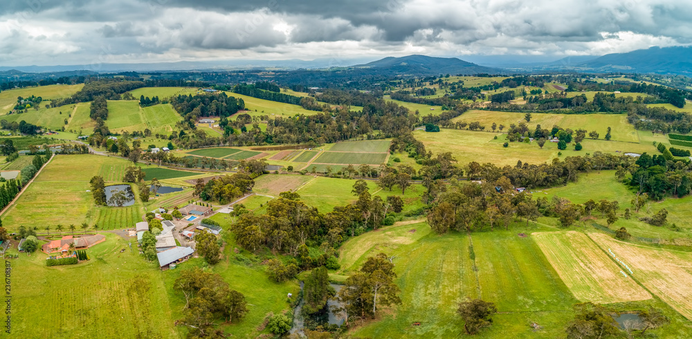 Beautiful countryside of Victoria, Australia - aerial panorama