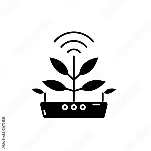 Agro technology black icon, concept vector sign on isolated background. Agro technology illustration, symbol