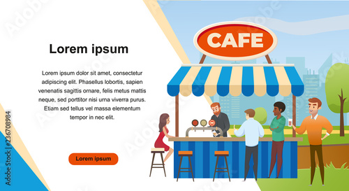 Drinks Degustation in Street Cafe Vector Website