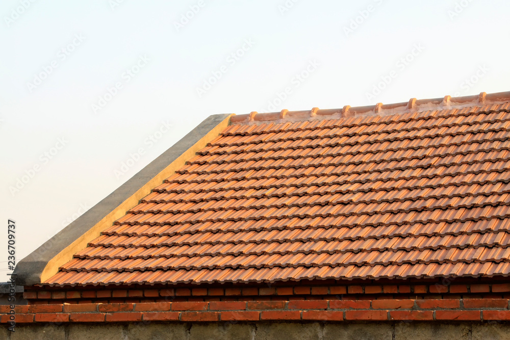Brown tiles on the roof