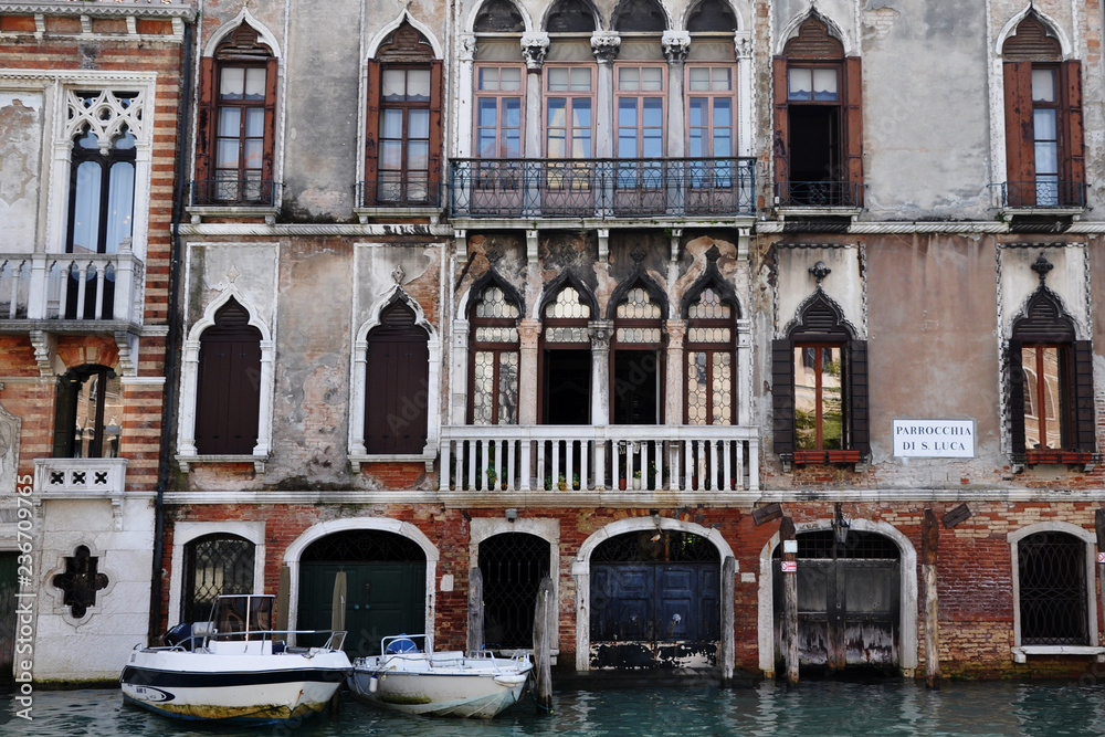Venice Italy Canal with Boat and Buildings Venice Italy Canal with Boat and Buildings