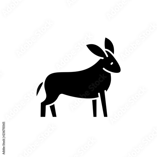Donkey black icon, concept vector sign on isolated background. Donkey illustration, symbol