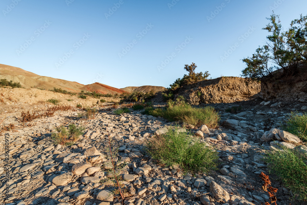 Dried riverbed of a mountain river
