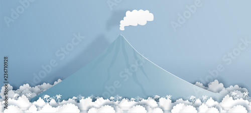 Philippines Mayon Volcano in paper cut style vector illustration photo