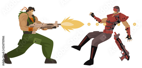 videogame soldier shooting enemy