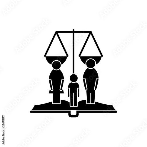 Family rights black icon, concept vector sign on isolated background. Family rights illustration, symbol