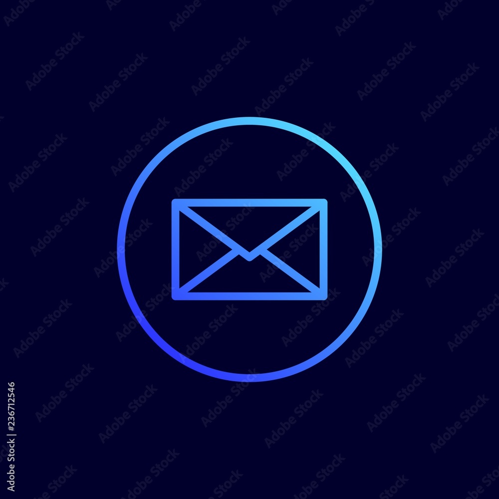 Envelope icon. Vector illustration in flat line style. Envelope icon. Vector illustration in flat line style.