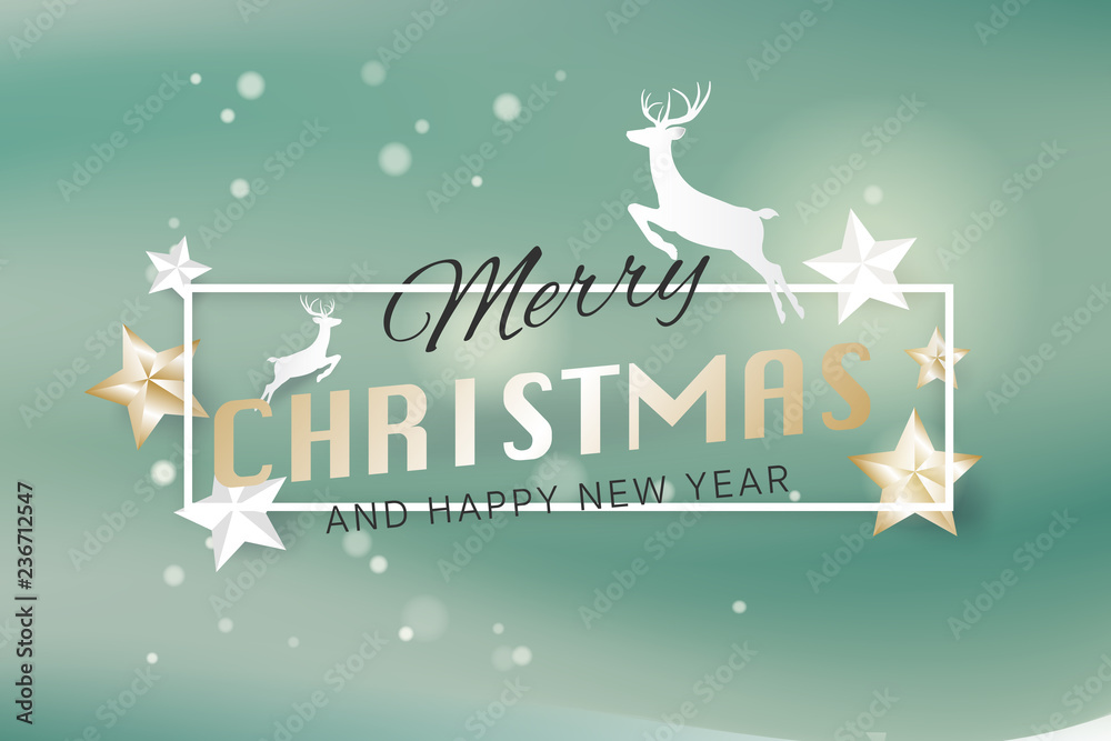 Merry Christmas and Happy New Year greeting card typography flyer template with lettering. Bright fall leaves. Poster, card, label, banner design set. Vector illustration Merry Christmas and Happy New Year greeting card typography flyer template with lettering. Bright fall leaves. Poster, card, label, banner design set. Vector illustration