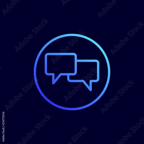 Chat icon. Vector illustration in flat line style.