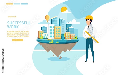 Architect Successful Work Vector Landing Page