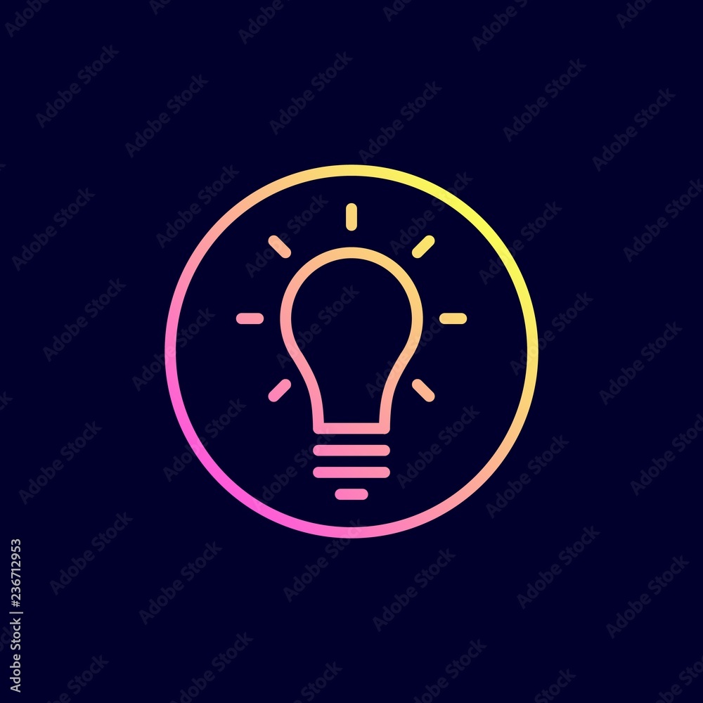 Light Bulb, Idea icon. Vector illustration in flat line style. Light Bulb, Idea icon. Vector illustration in flat line style.