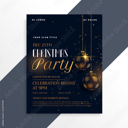 luxury dark christmas party flyer in gold theme