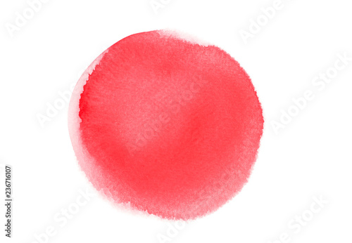 brush circle red watercolor on paper.