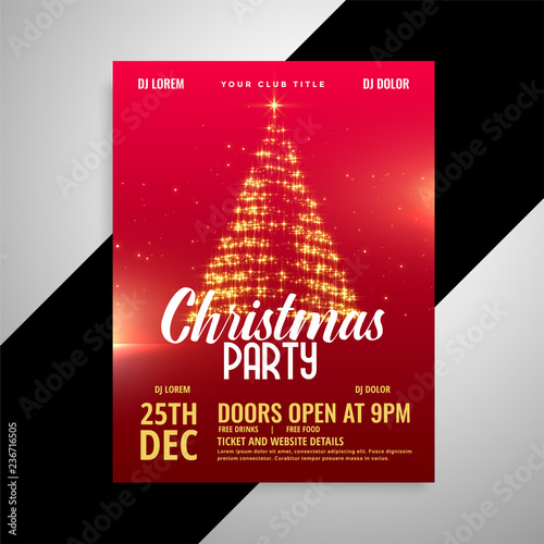 red shiny christmas party poster design template