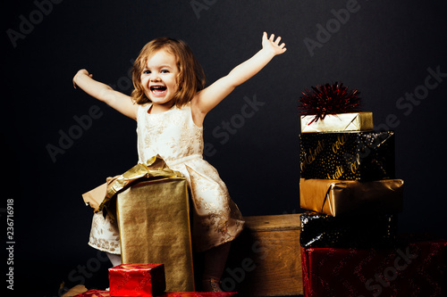 Happy girl with big gift