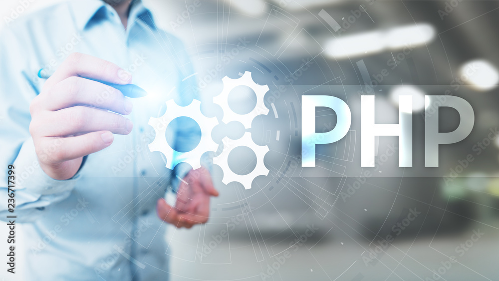 PHP Web development and coding internet and technology concept on virtual screen. PHP Web development and coding internet and technology concept on virtual screen.