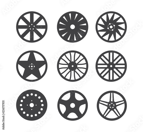 Set of wheel rim isolated on white background